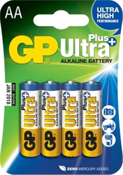 Alkalická baterie GP Ultra Plus 4x AA - Kliknutím na obrázek zavřete